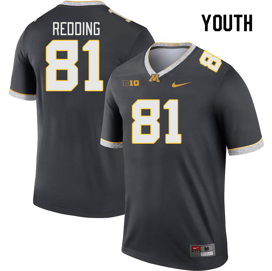 Youth #81 Quentin Redding Minnesota Golden Gophers College Football Jerseys Stitched-Charcoal
